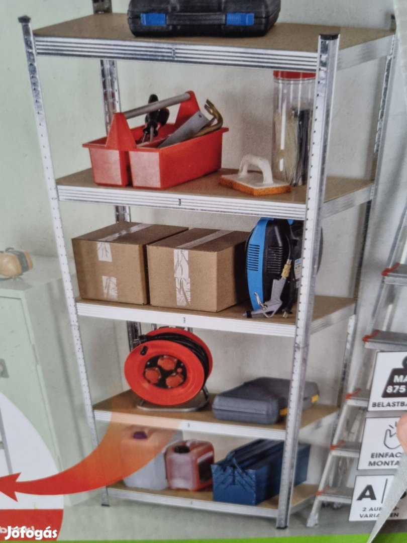 Csavarmentes erős polc rendszer 180×90×40cm 5polcos polcrendszer 180kg