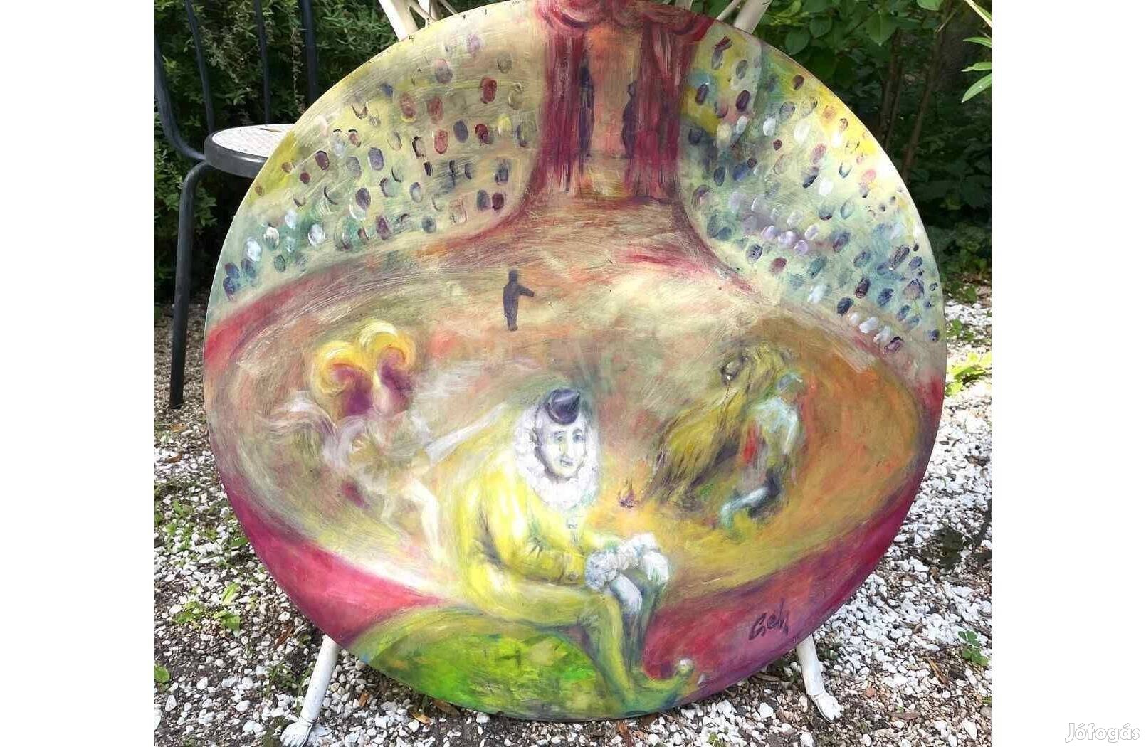 Cseh Krisztina Bohócok a cirkuszi manézsban festmény régi