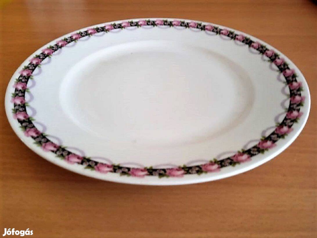 Cseh antik rózsagirlandos, Aich jelzésű csodás porcelán tál