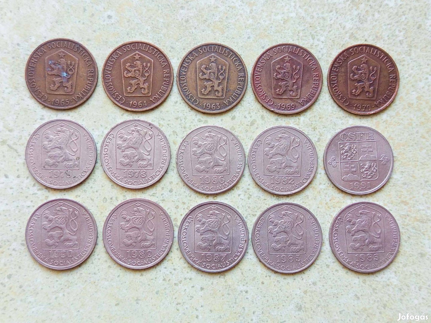 Csehszlovákia 15 db Különböző Érme 50 Heller Halierov