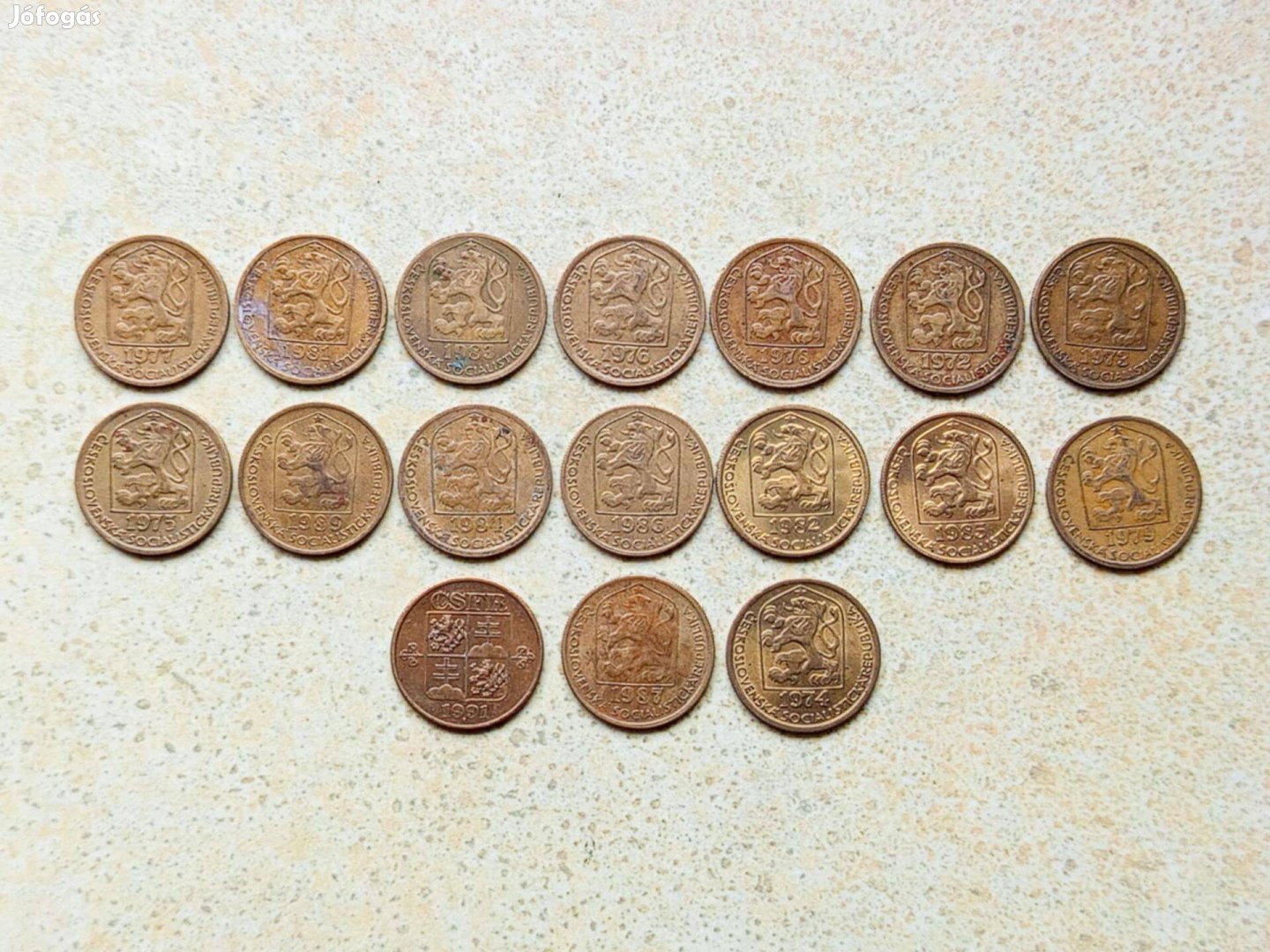 Csehszlovákia 17 db Különböző Érme 20 Halierov 1972-1991