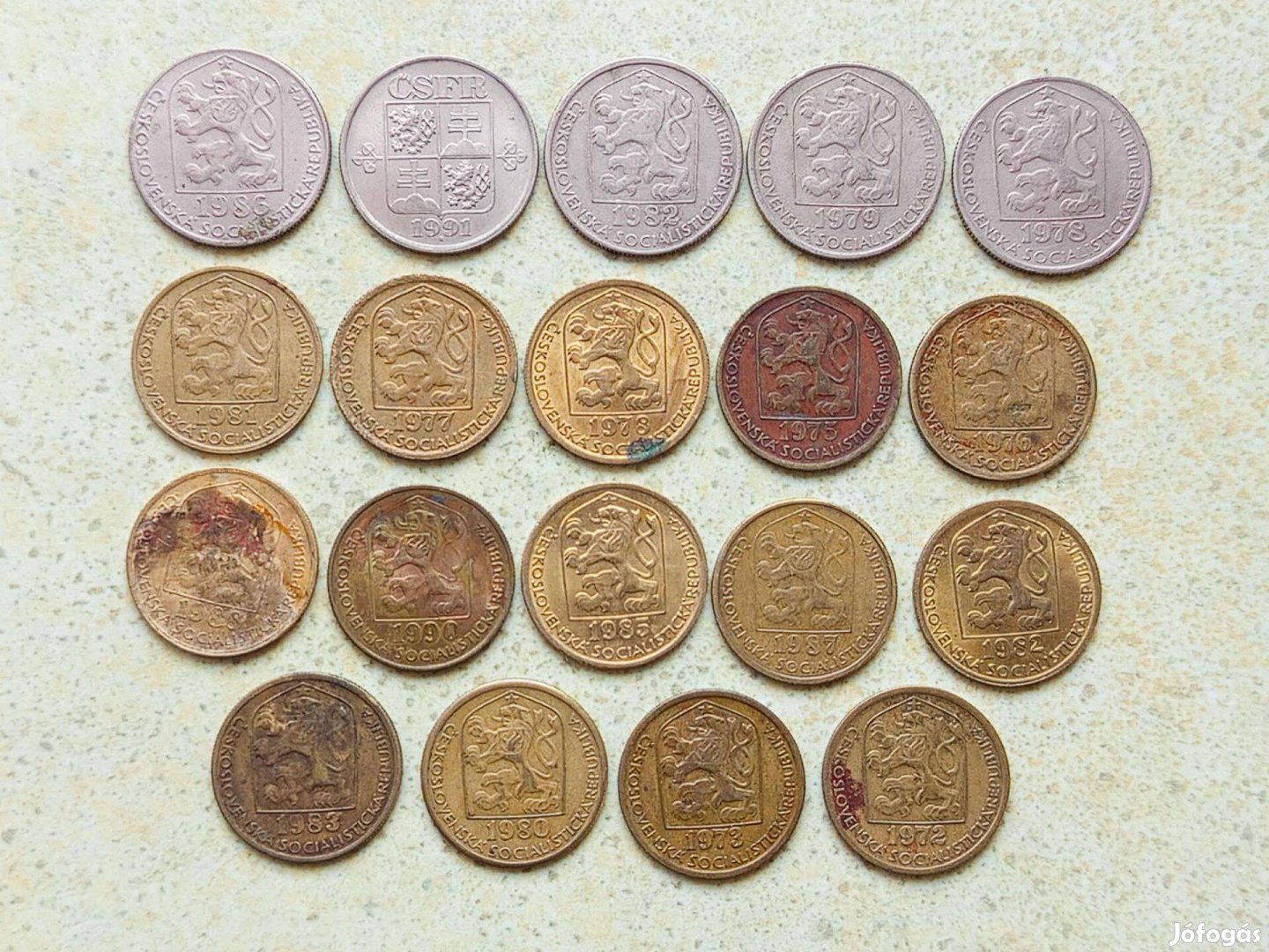 Csehszlovákia 19 db Különböző Érme 20 50 Heller Halierov