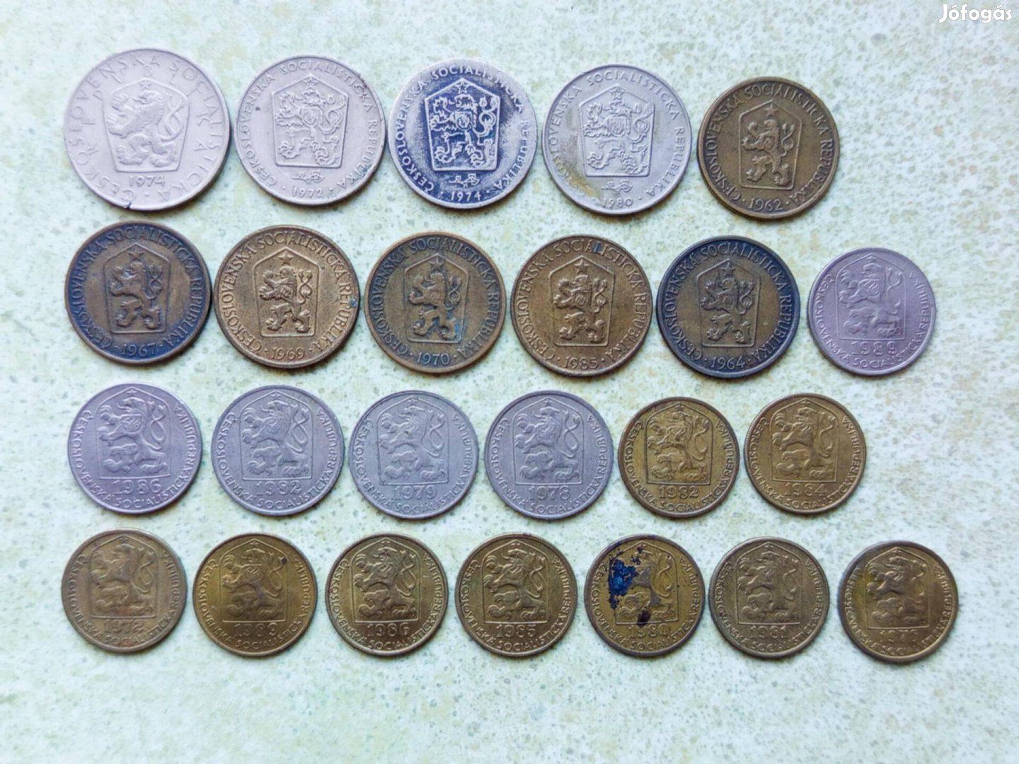 Csehszlovákia 24 db Különböző Érme 20 50 Halierov Korona