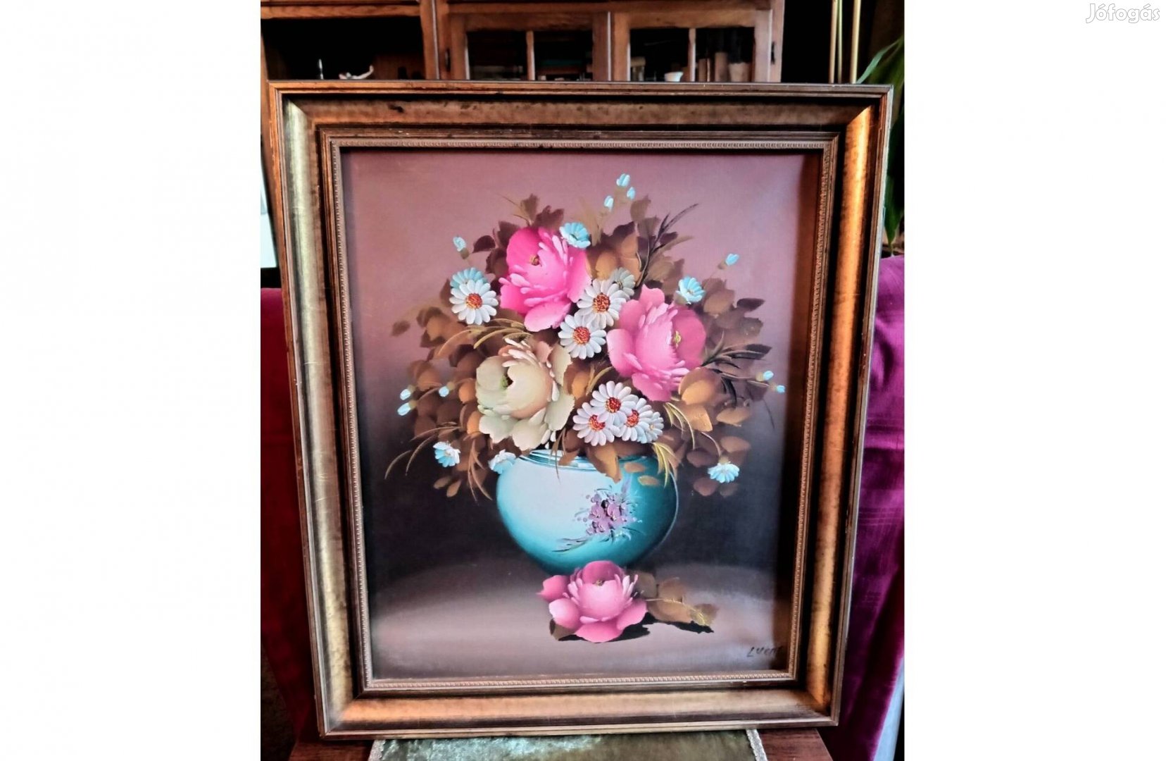 Csendélet festmény keretben olaj , vászon