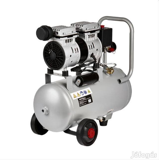 Csendes 59dB olajmentes kompresszor 24 liter tartály 1200Watt 8 bar új