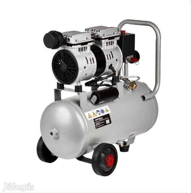Csendes 59dB olajmentes kompresszor 24 liter tartály 1200Watt új 8 bar