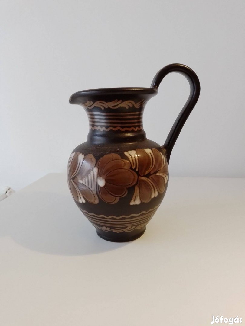 Cserép kerámia füles kancsó barna