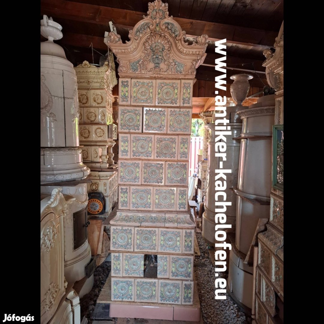 Cserépkályha eladó, antik, színes