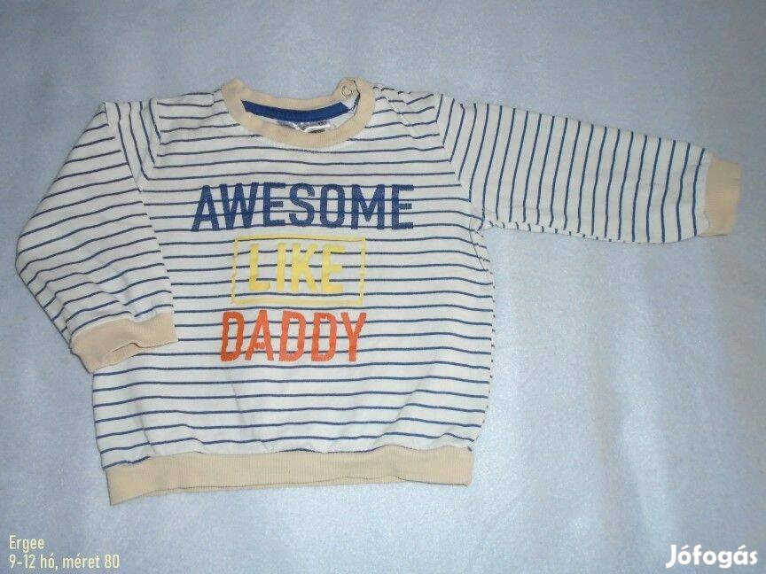 Csíkos feliratos hosszú ujjú felső 9-12 hó méret 80