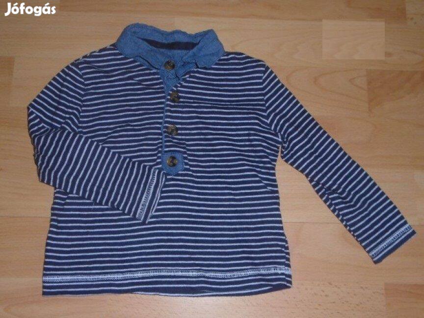 Csíkos galléros hosszú ujjú felső 12-18 hó méret 80 86