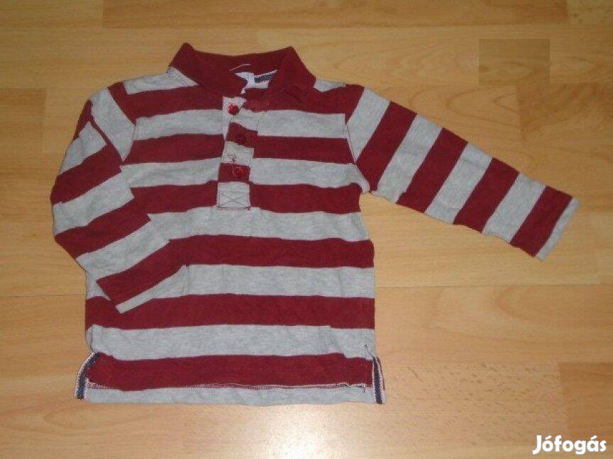 Csíkos galléros hosszú ujjú felső 6-9 hó méret 74