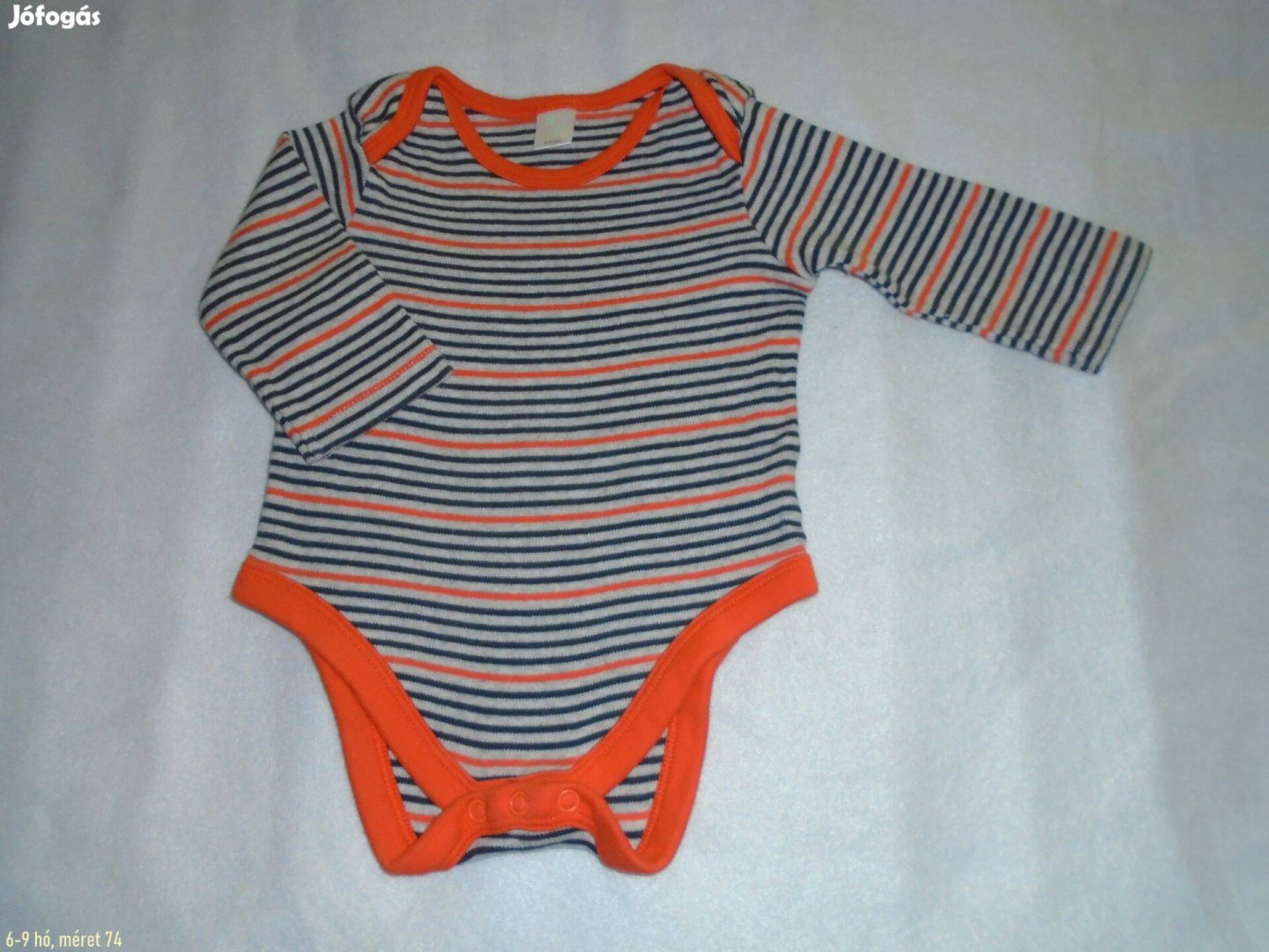 Csíkos hosszú ujjú body 6-9 hó méret 74