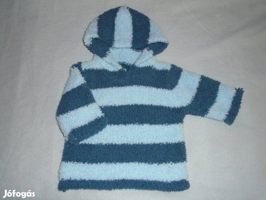 Csíkos kék puha pulóver 3-6 hó méret 68