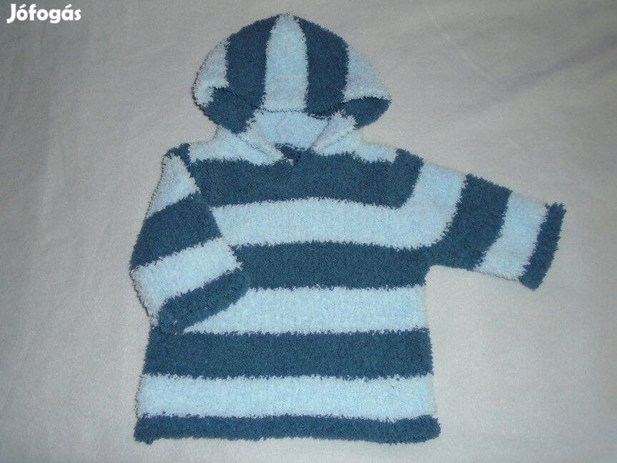 Csíkos kék puha pulóver 3-6 hó (méret 68)