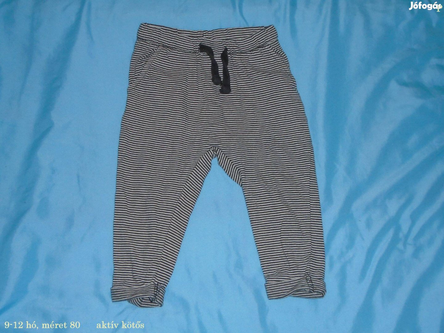 Csíkos nadrág aktív kötős jogger 9-12 hó méret 80 kötős