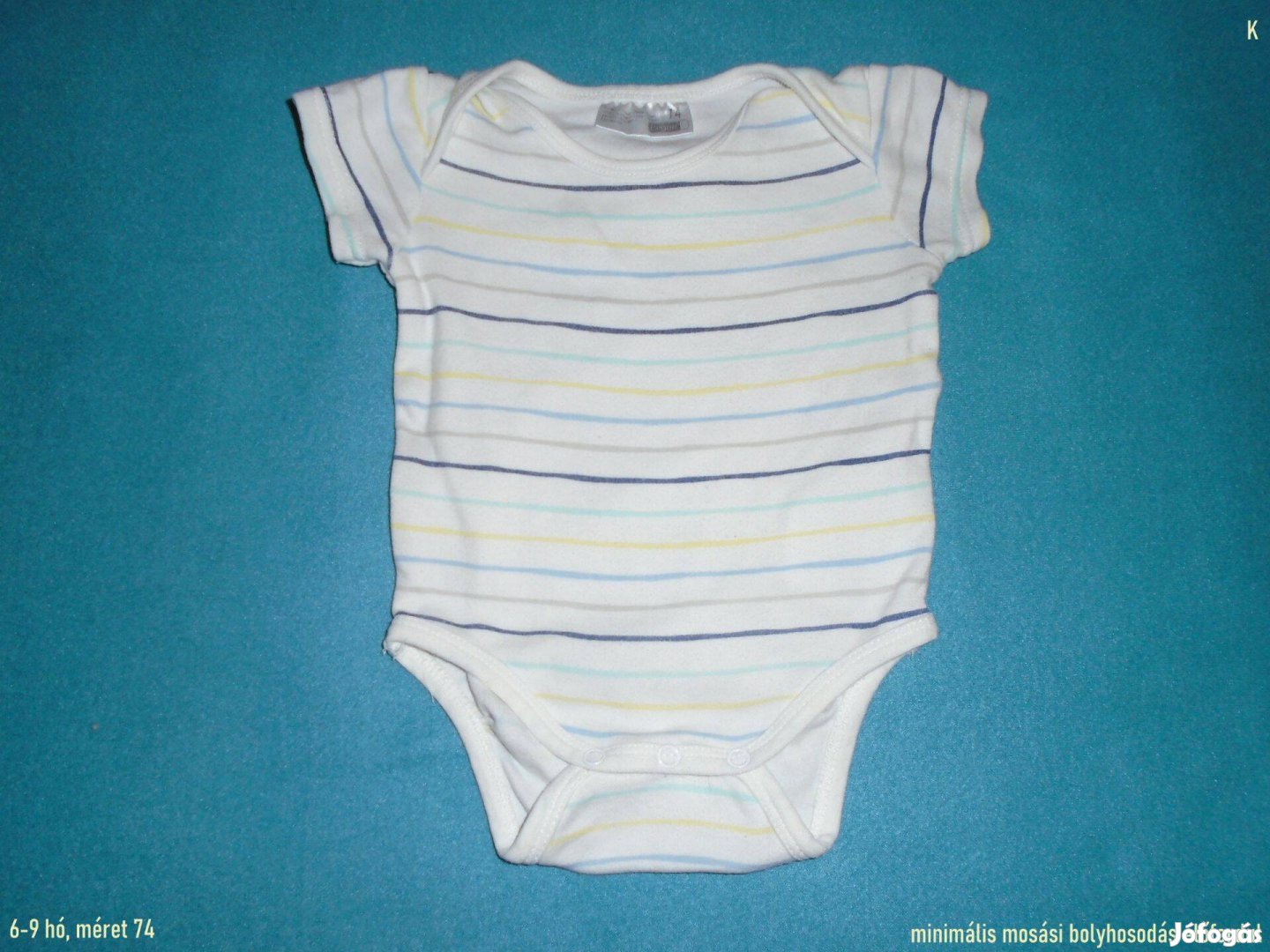 Csíkos rövid ujjú body 6-9 hó méret 74
