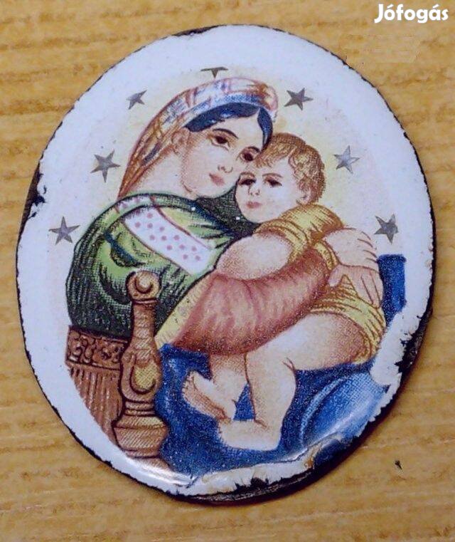 Csillagos tűzzománc medál a Szűz Anyával, és a kisdeddel