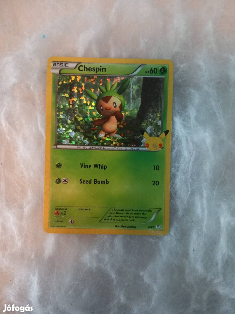 Csillogó Chespin Pokémon kártya