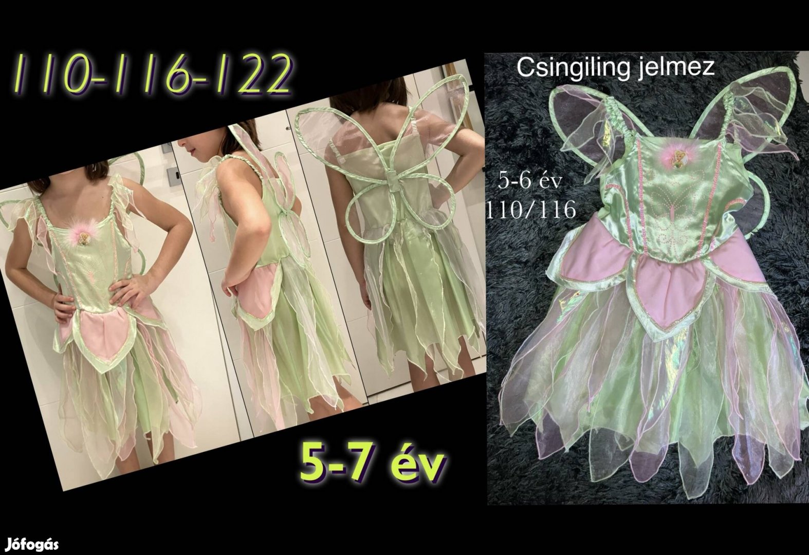 Csingiling jelmez 5-7 éves (Tinkerbell, Tündérhercegnő) 110/116/122 