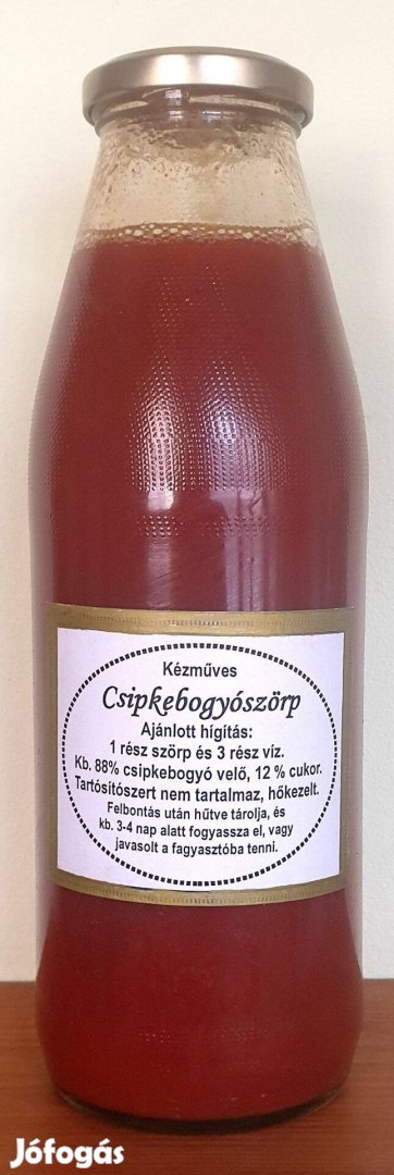 Csipkebogyó szörp, kb. 1liter. Négyszeresére hígítandó. Ajándéknak is