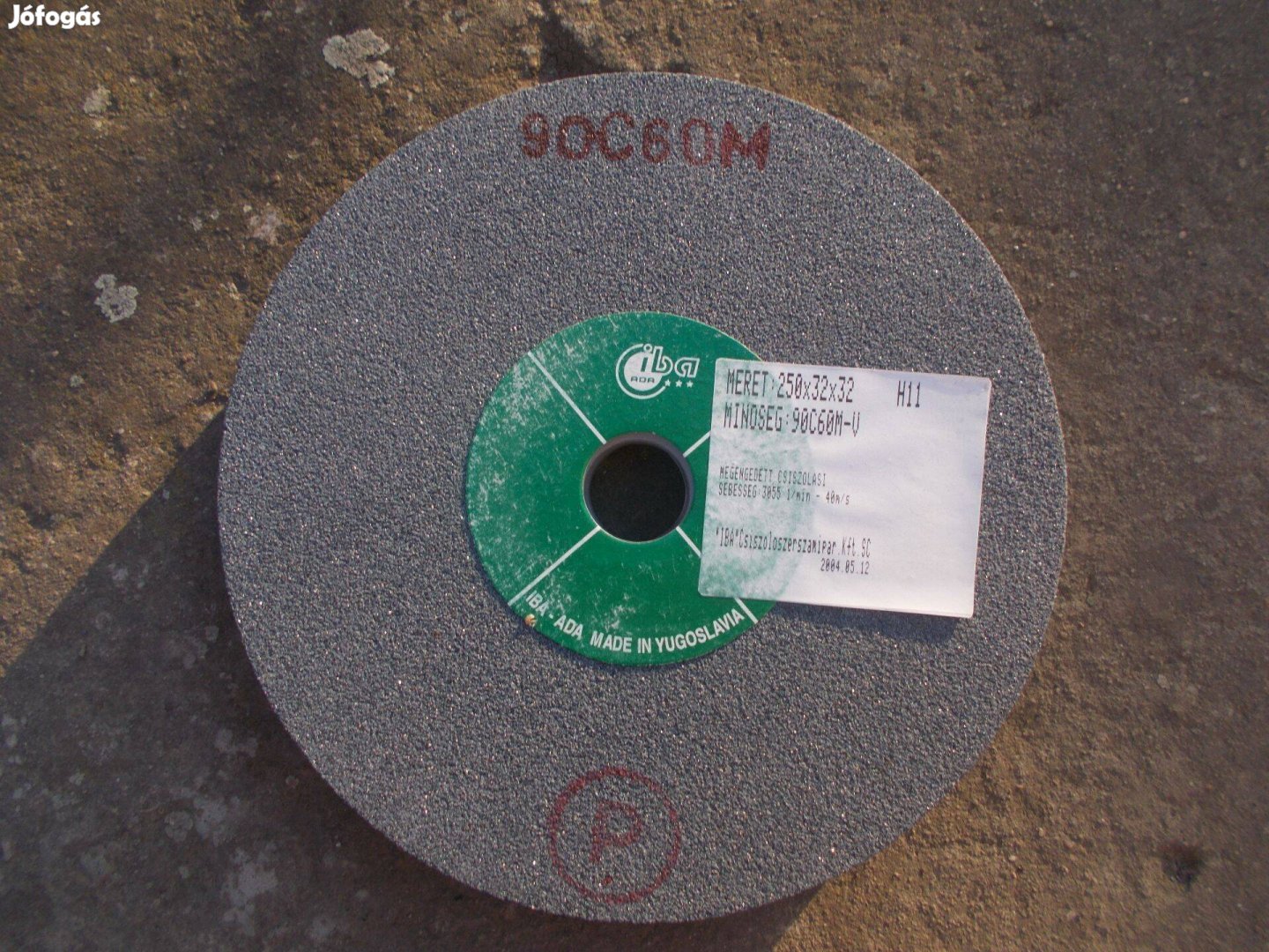 Csiszolókő, korong 400x40x40 mm-es, szürke,60-as szemcse