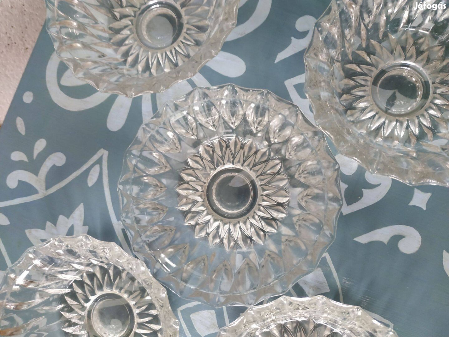 Csiszolt kristály, mély kistányér készlet - 5 darabos, víztiszta