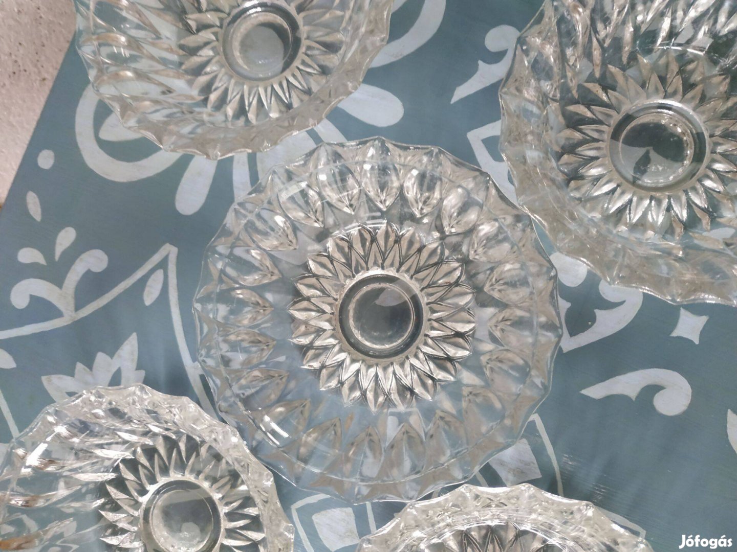 Csiszolt kristály, mély kistányér készlet - 5 darabos,