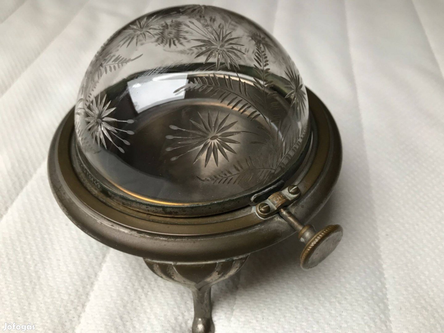 Csiszolt üveg tetejű kaviár tartó edény /D.R.G.M. 1930-1940/