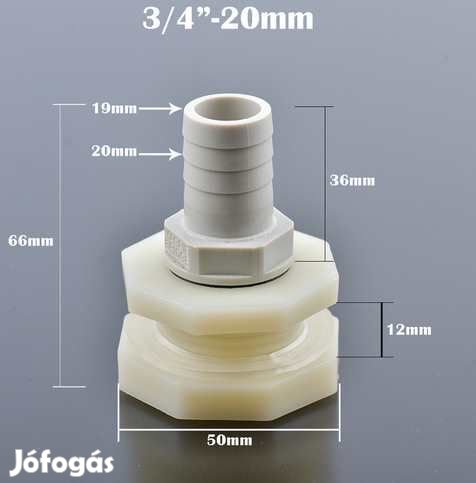 Csőcsatlakozó Átvezetővel 3/4"menet 22mm csővég  (4918)