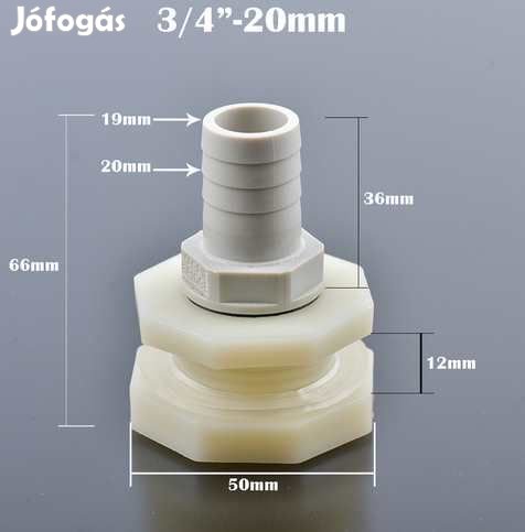 Csőcsatlakozó Átvezetővel 3/4"menet 22mm csővég  (4918)