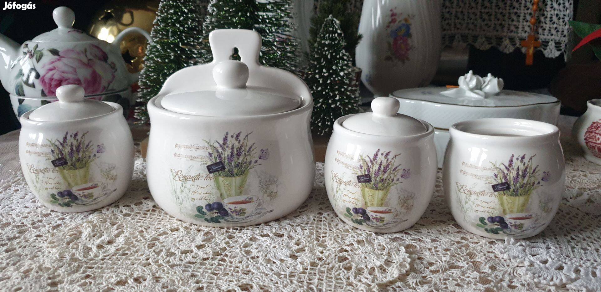 Csoda szép levendula mintás porcelán aromazáró fűszertartó. Újszerű. 4