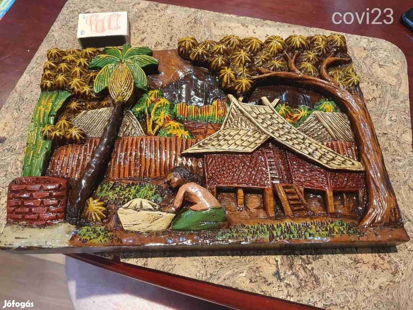 Csodaszép dombormű fából fali kép egyedi dísztárgy