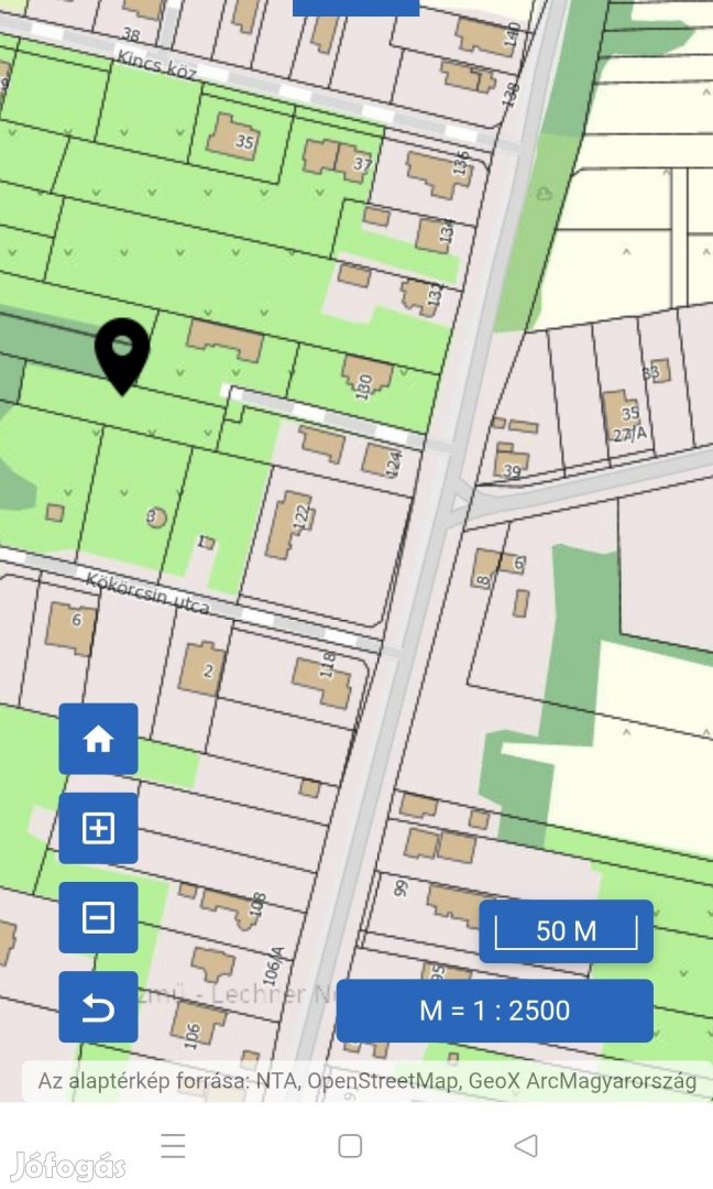 Csongor utca , Tölgyes utca találkozásánál építési telek