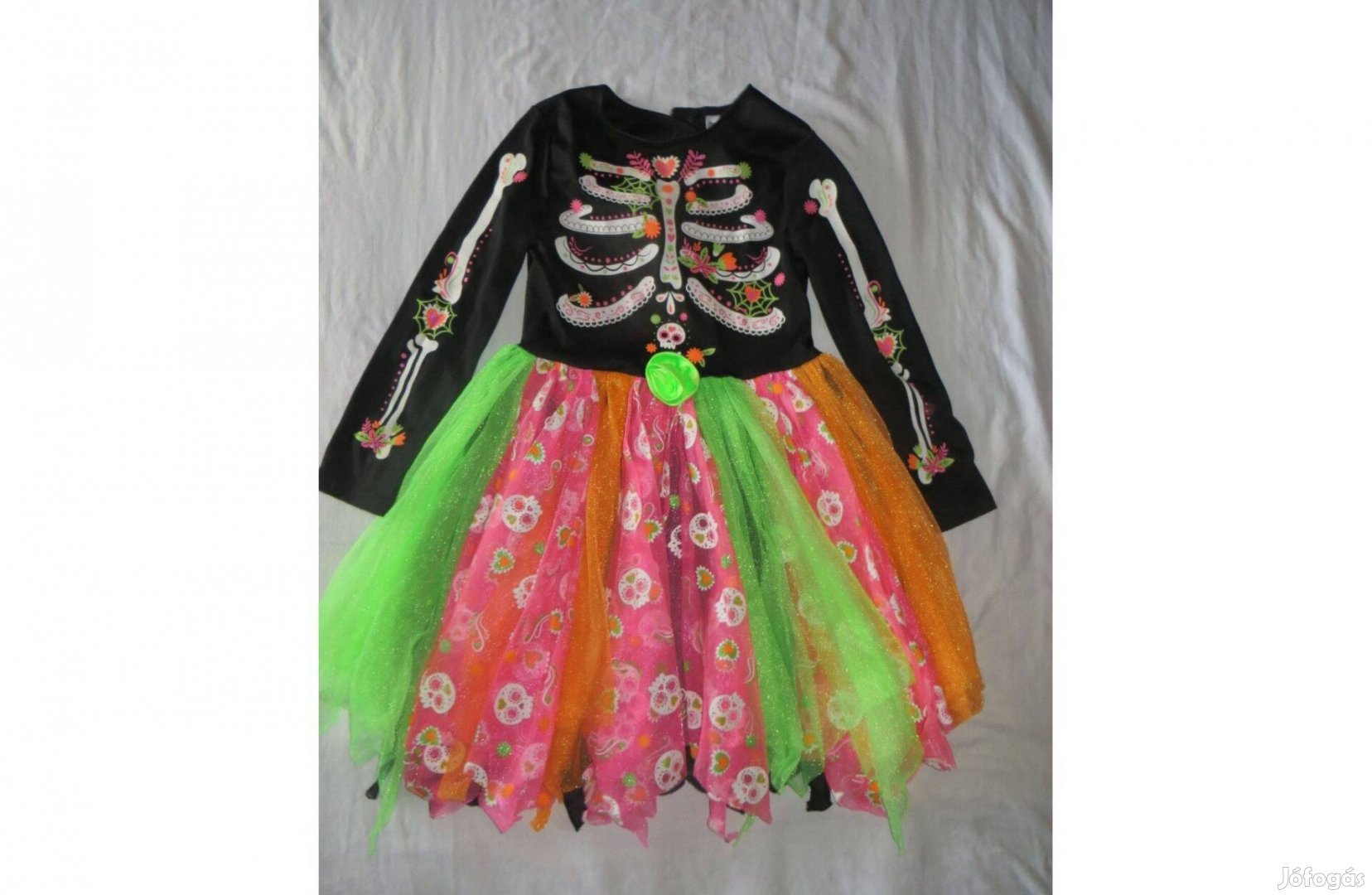 Csontváz ruha szivárvány színekben lány Halloween jelmez 8 - 9 év 128