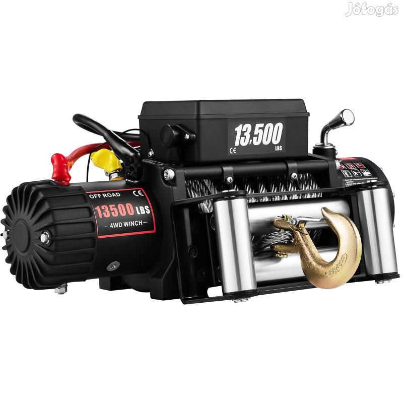 Csörlő  24 m acélkábel , 6000 kg, 4,85 kW, 12 V