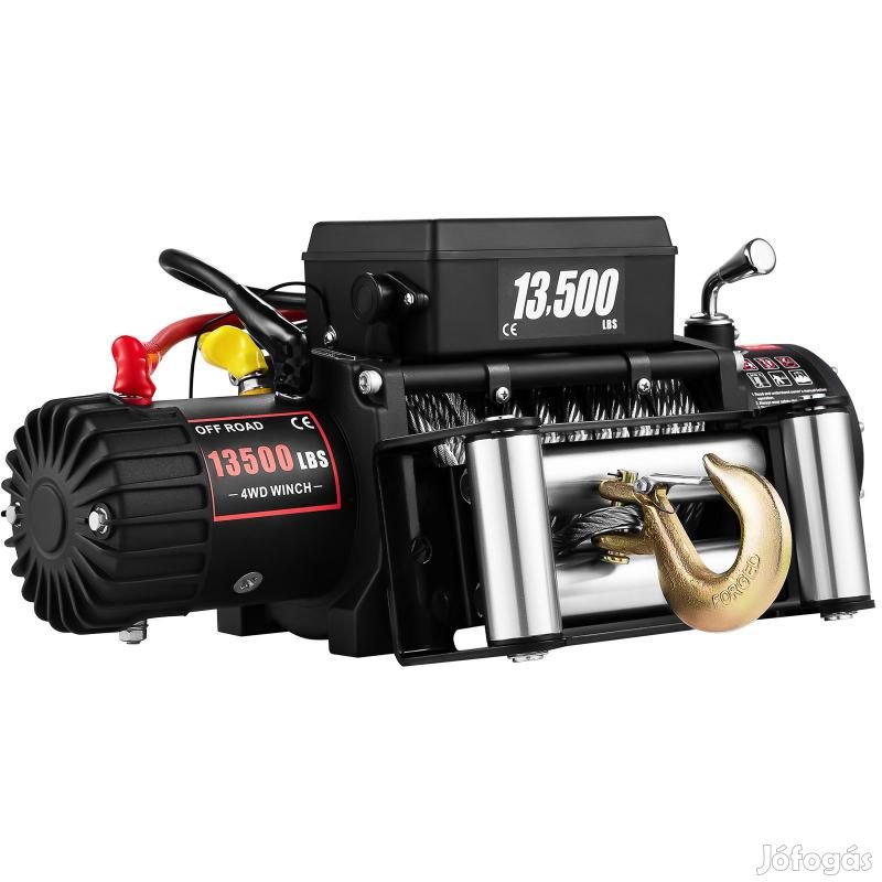 Csörlő  24 m acélkábel , 6000 kg, 4,85 kW, 12 V
