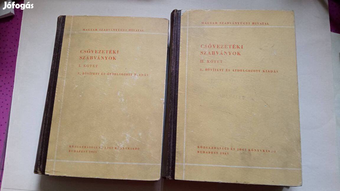 Csővezetéki szabványok 1-2 1961.év 1500 Ft