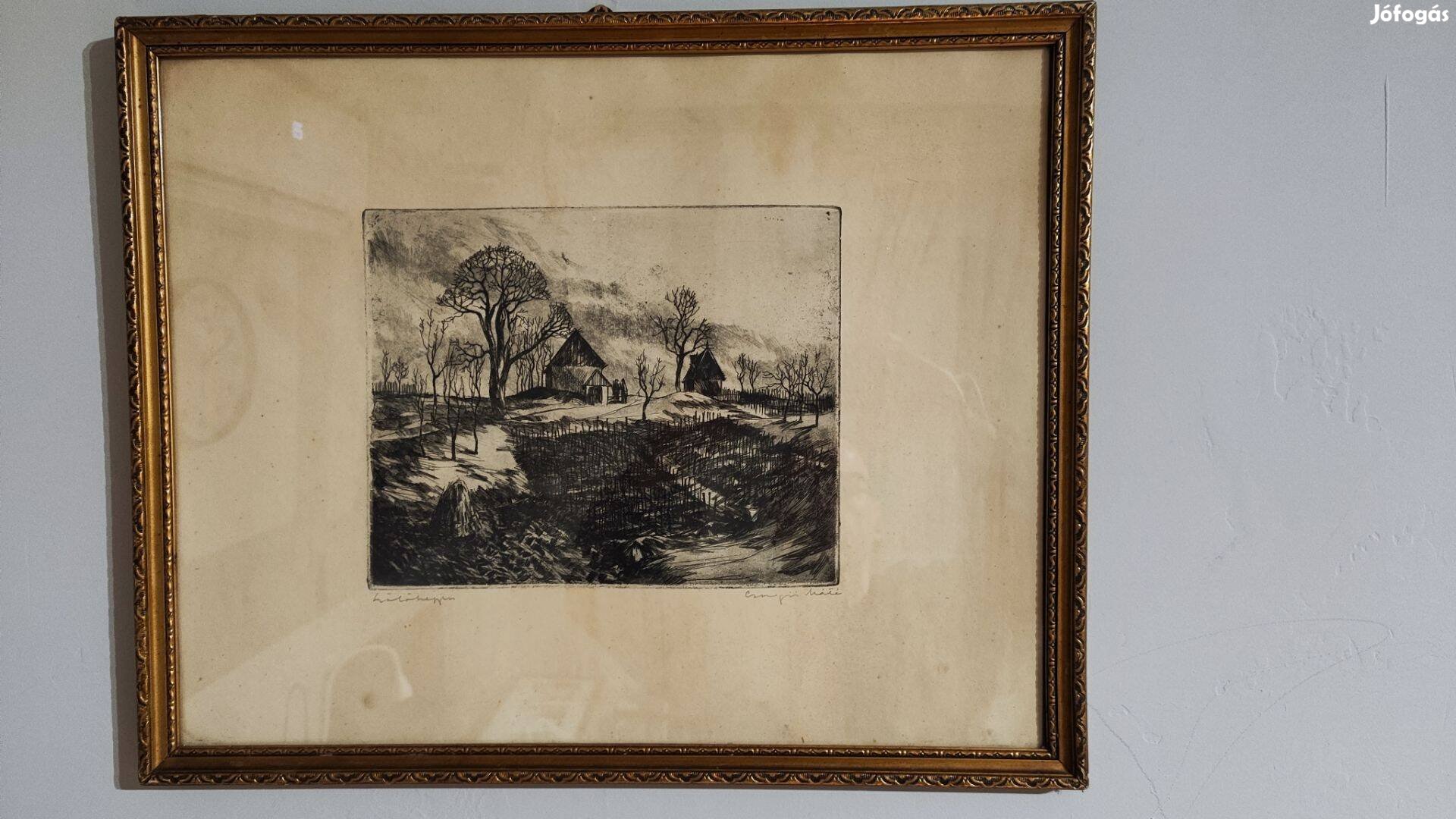 Csurgói Máté Szőlőhegyen Eredeti, jelzett rézkarc