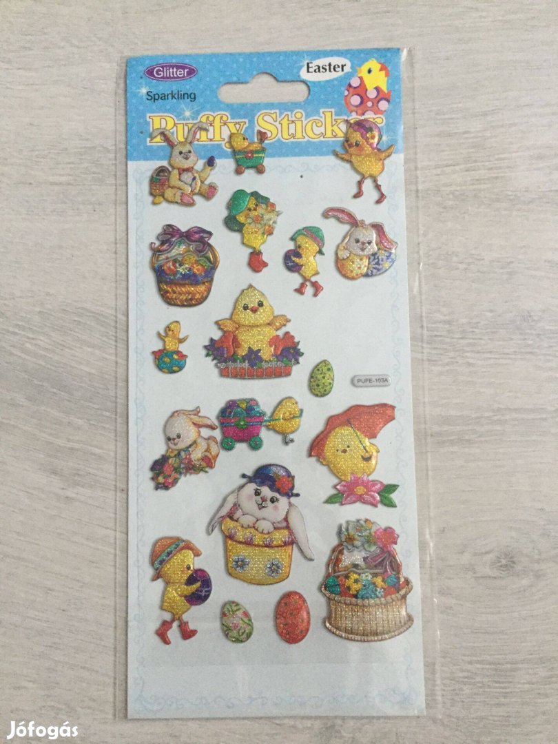 Cuki Húsvéti csibés, nyuszis, stb csillogós pufi matrica