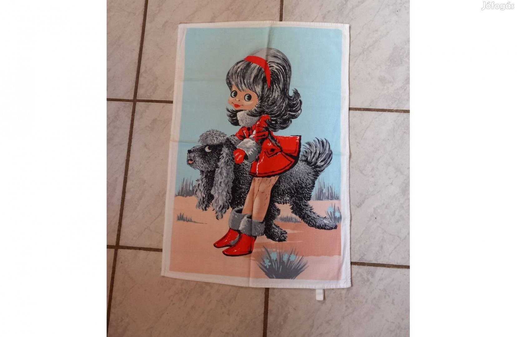 Cuki kutyás-csajos konyharuha 42 x 62 cm - Új