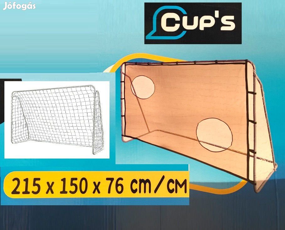 Cup's 215 x 150 x 76 célzófalas focikapu, 1 db fém focikapu hálóval é