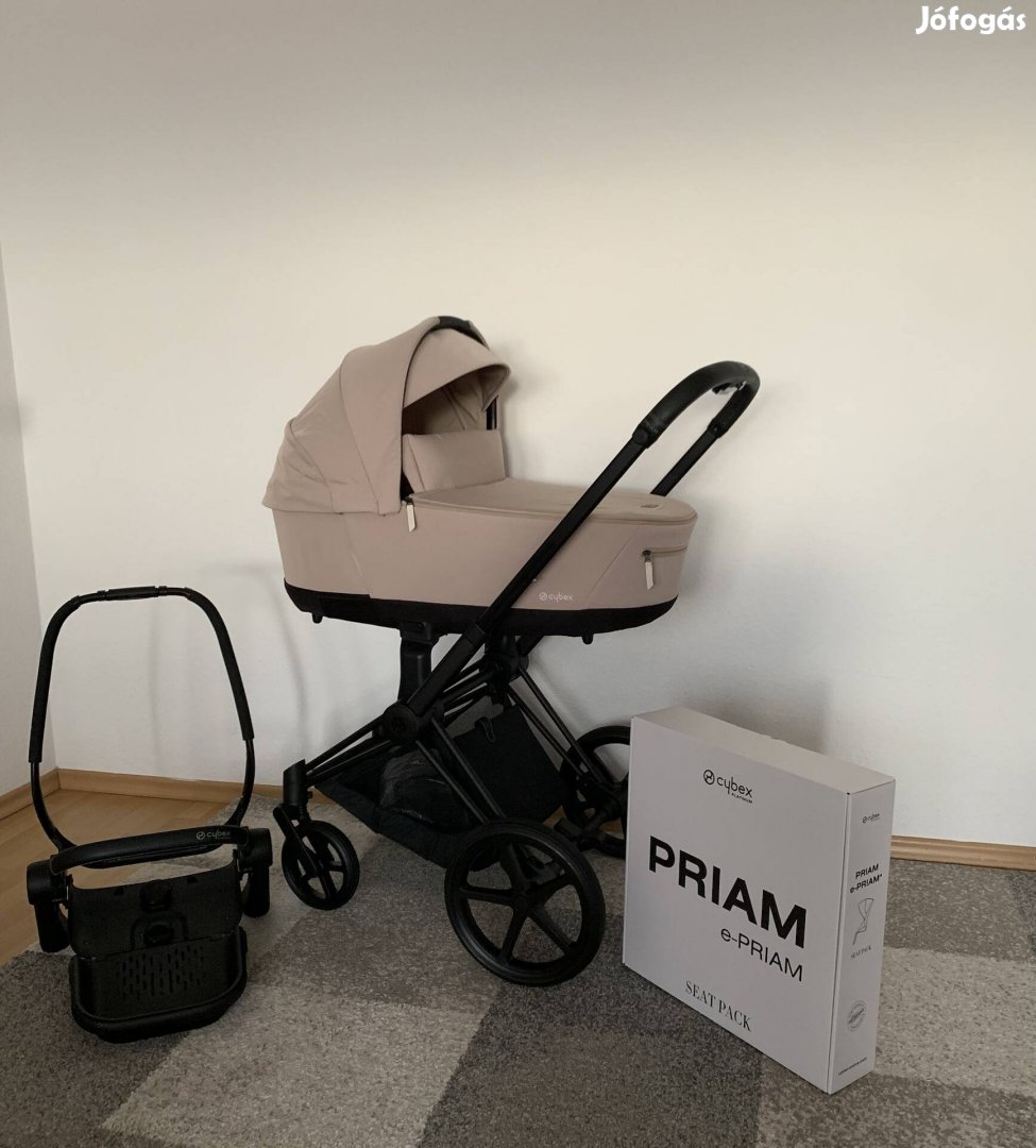 Cybex Priam 4 Cozy Beige Babakocsi szett - Matt fekete vázzal