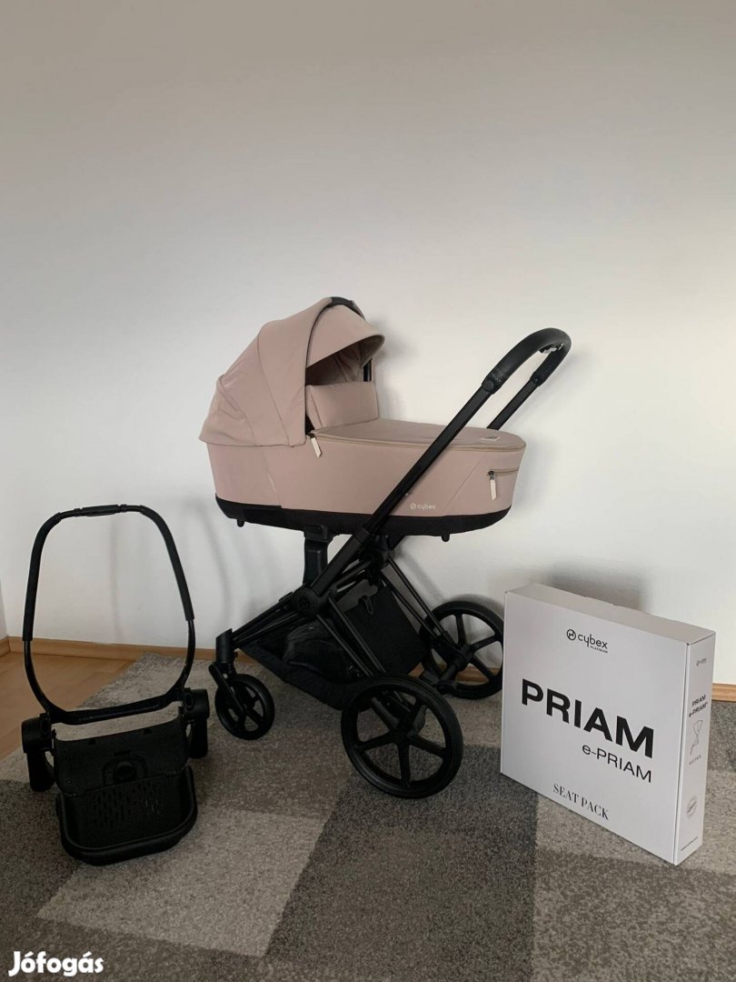 Cybex Priam 4 Cozy Beige Babakocsi szett - Matt fekete vázzal