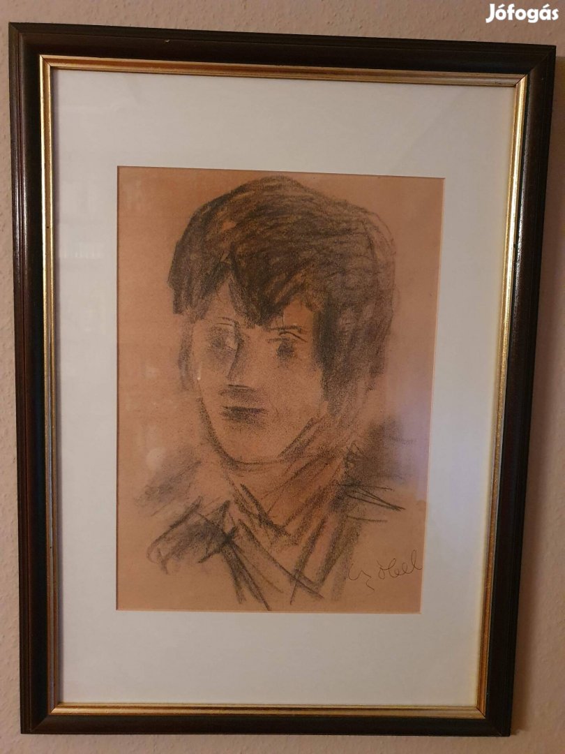 Czóbel Béla graffit karc kerettel, szignózott 