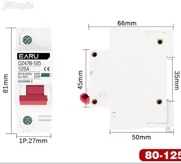 DC Kismegszakító/Autómata Biztosíték 12-250V 25A Szimpla (6025)