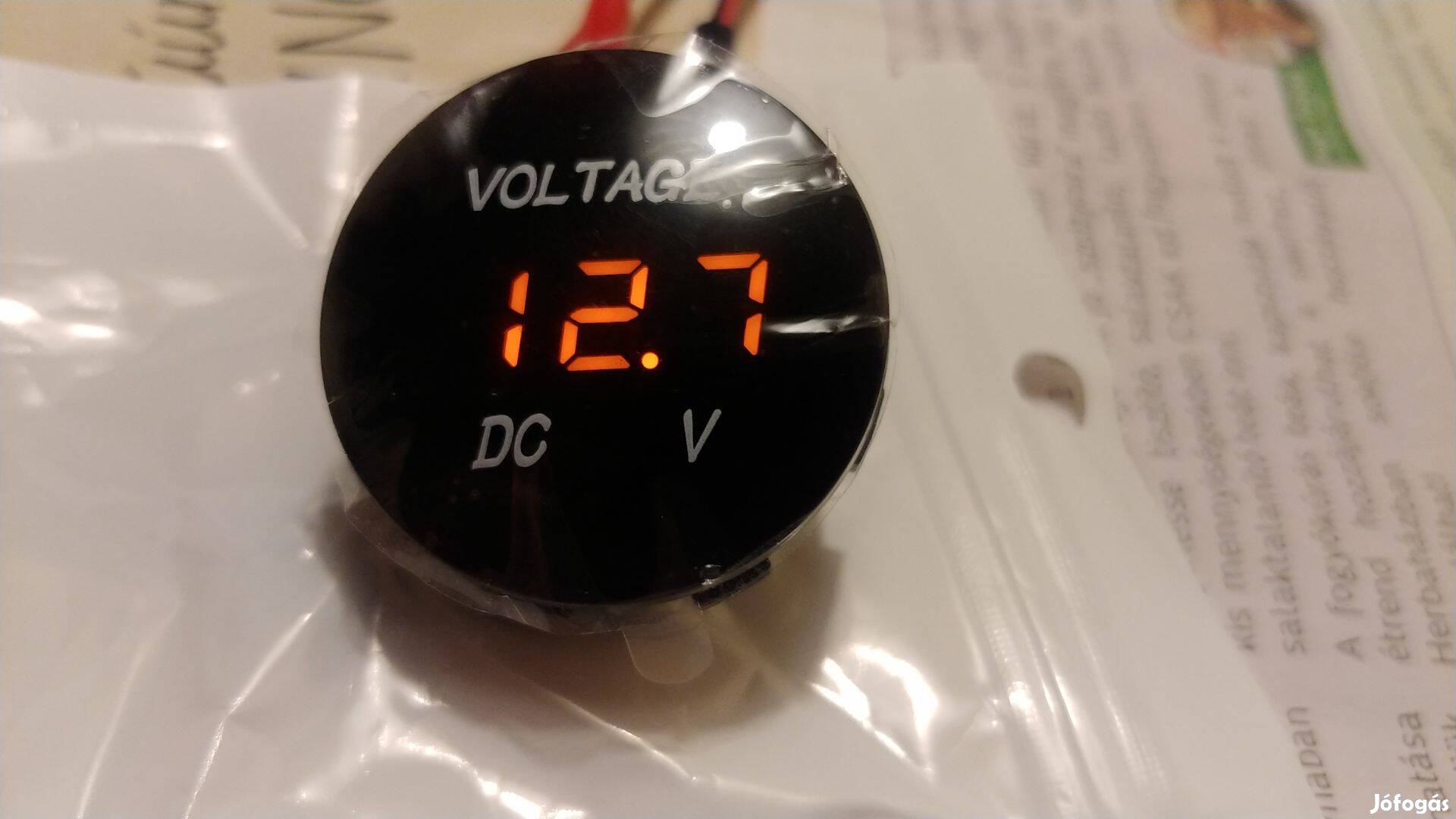 DC Voltmérő kerek vízálló max 48 Volt