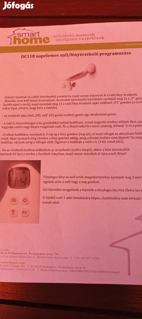 DC -118 smart home szél fény erzékelő