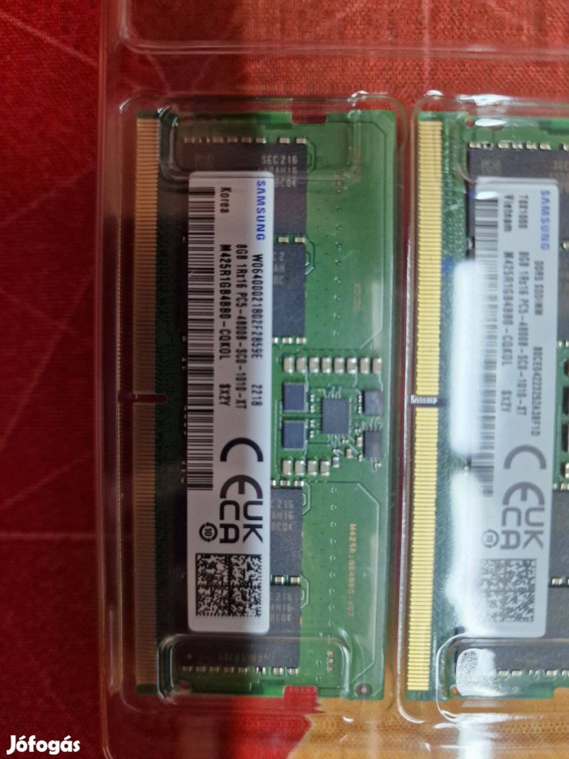 DDR5 RAM/memória, 2 db 8 GB Samsung 1Rx16 PC5-4800B