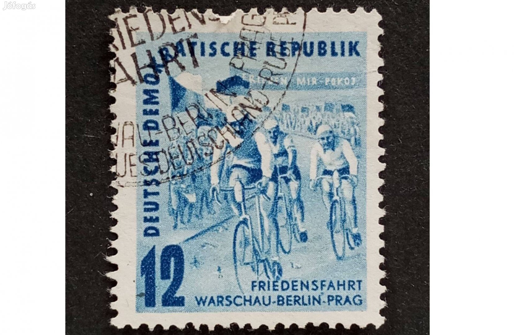 DDR NDK bélyeg 1952-es Warschau-Berlin-Prága békeesemény Mi.307