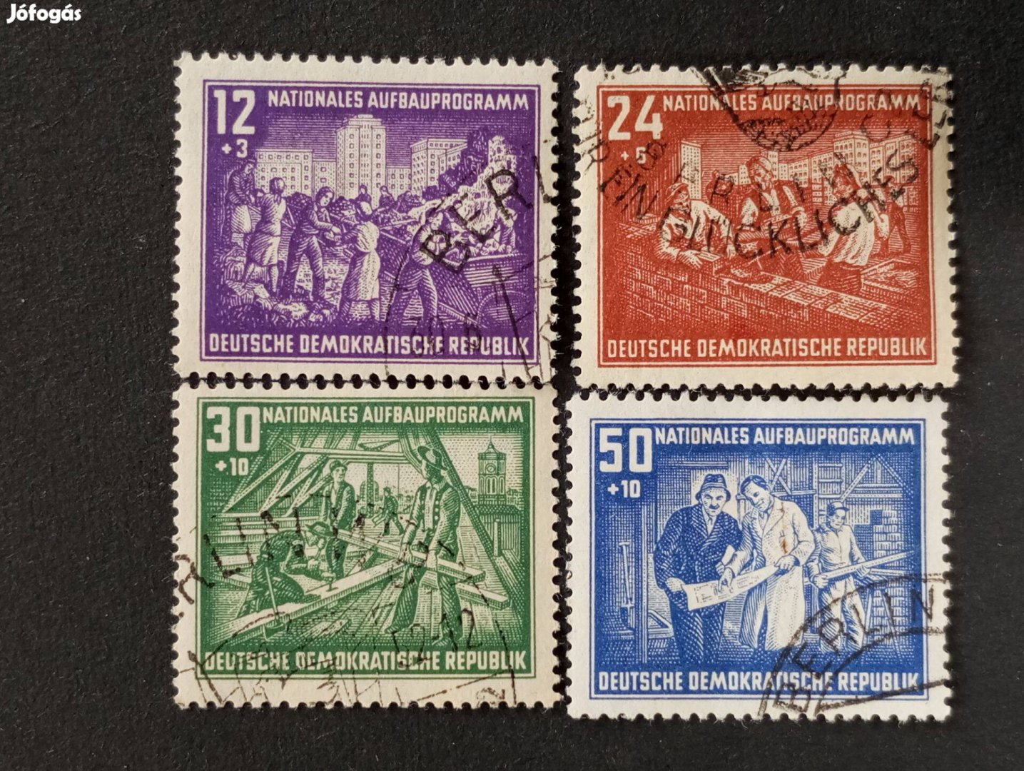 DDR NDK komplett bélyegsor 1952 Újjáépítés 4 bélyeg